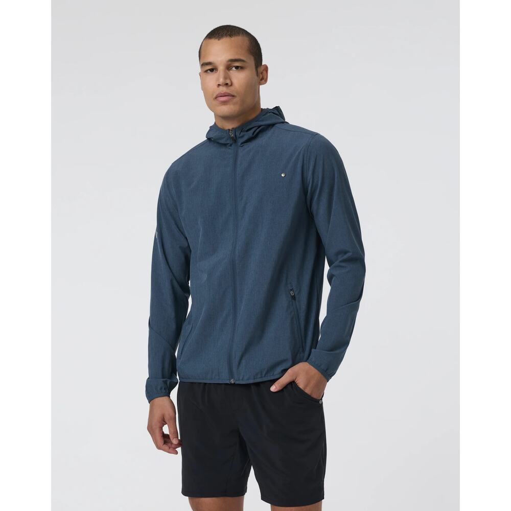 Vuori Outdoor Trainer Shell Jacket Men's Small Blue Hooded Full Zip